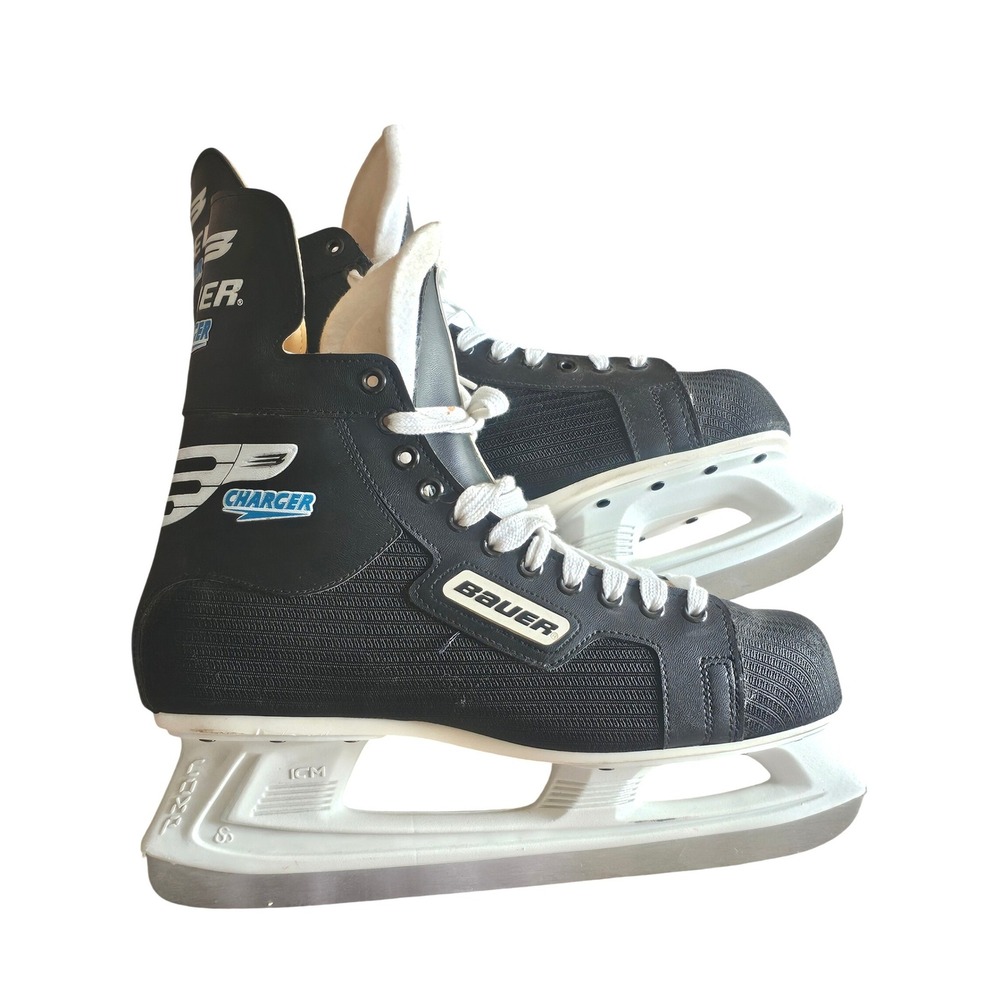 Bauer Charger Ice Hockey Skates Black White Size 8 Made in Canada ICM Holders